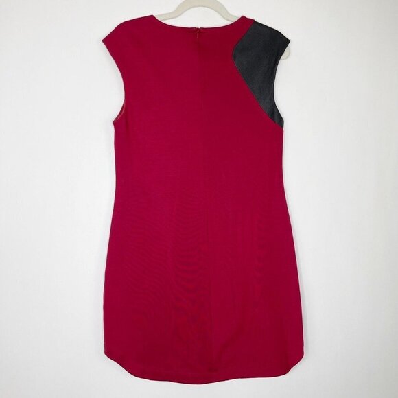 Trina Turk Red Sheath Dress Womens Size 8 Leather Panel - Picture 6 of 7